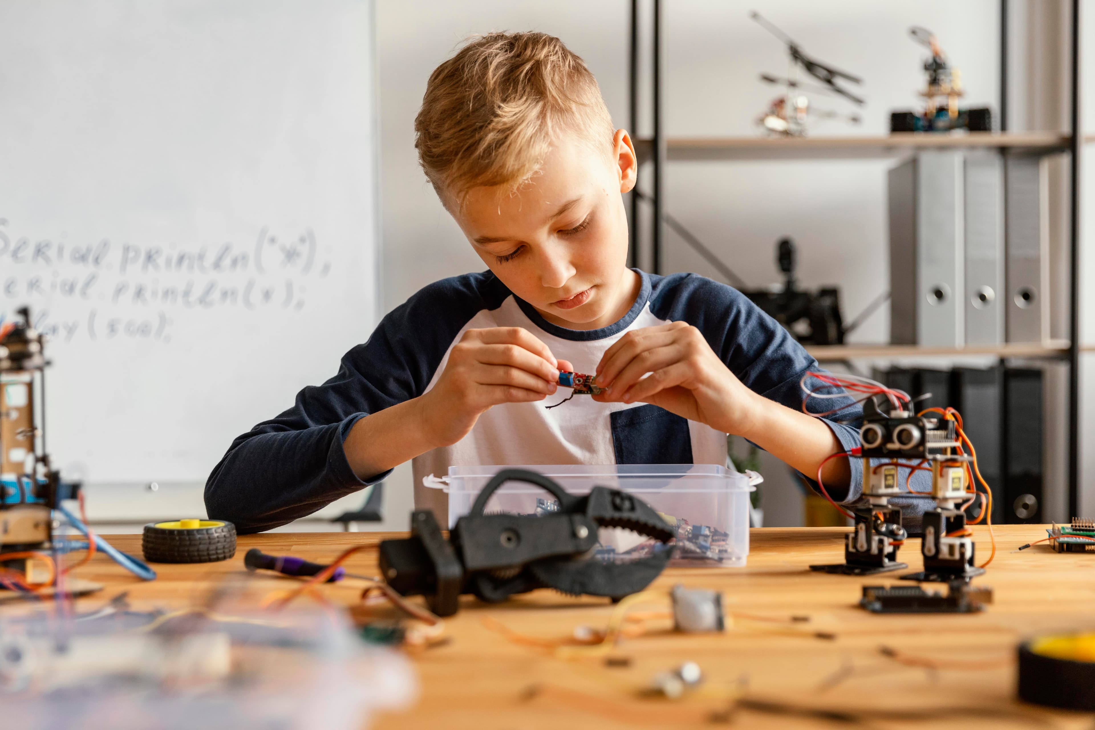Child learning STEM with RoboCoders